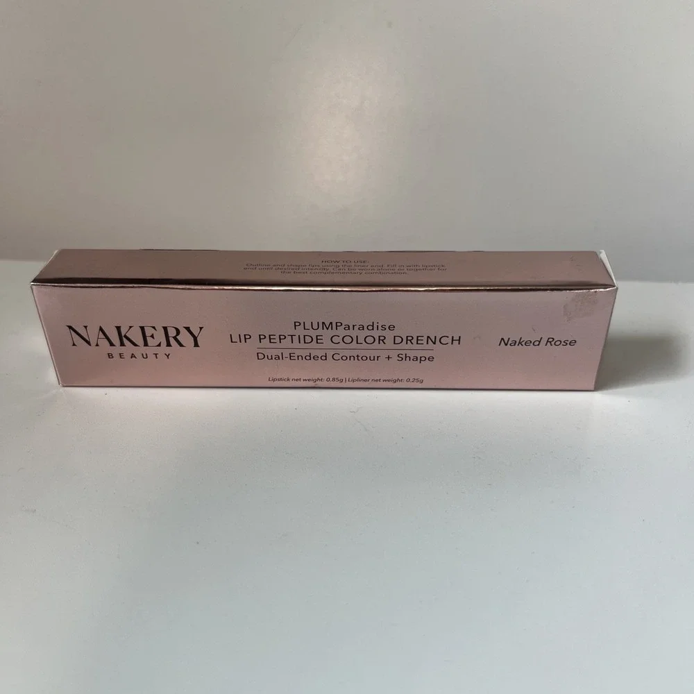 Nakery Beauty Plump Paradise Lip Peptide Color Drench Dual Ended Naked Rose NIB